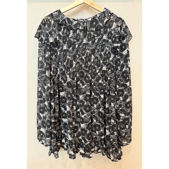 Free People These Dreams Mini Floral Sheer Dress Small Black White Tunic Boho - Picture 1 of 10